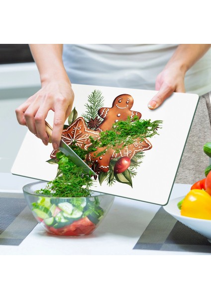 Cam Kesme Tahtası ve Sunumluk Gingerbread Yılbaşı Kurabiye Desenli 30 x 40 cm indirimleri