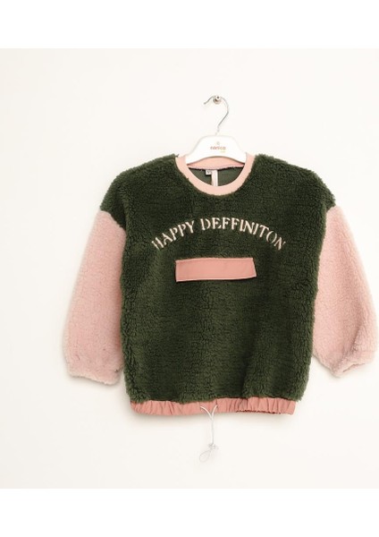 Kız Çocuk Peluş Garnili Sweatshirt 1-5 Yaş - 423304