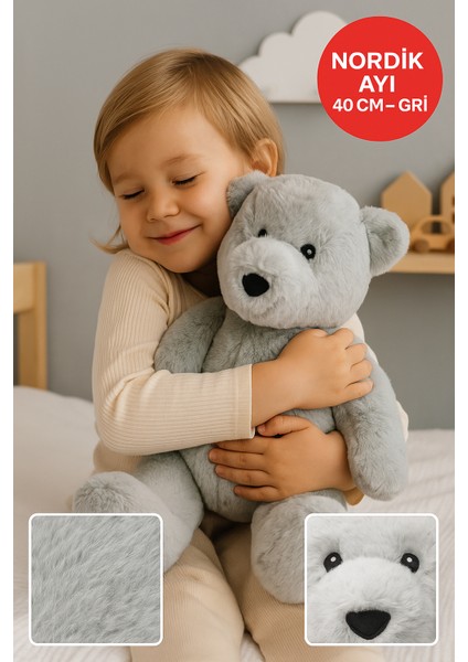 Nordik Ayı 40 cm Gri – Yumuşak Peluş Oyuncak | Sarılabilir Hediye Bebek & Çocuk Peluş Ayıcık fiyatları