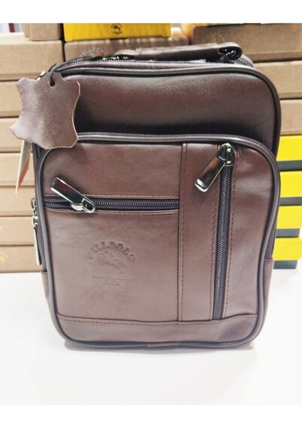 Kasalı Bölmeli Deri Erkek Çantası