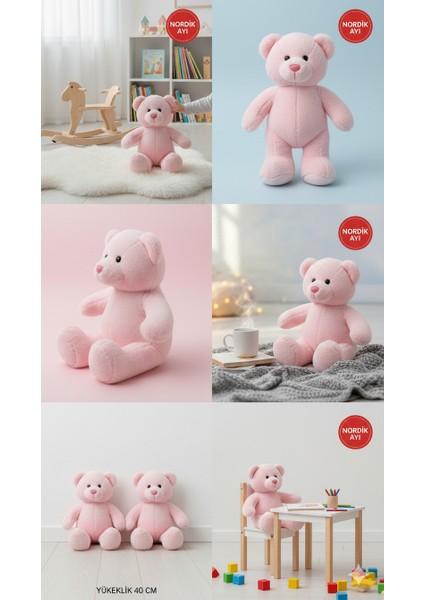 Nordik Ayı 40 cm Pembe – Yumuşak Peluş Oyuncak | Sarılabilir Hediye Bebek & Çocuk Peluş Ayıcık fiyatları