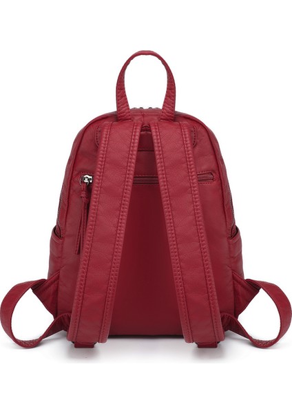 Barcelona Orta Boy Çok Cepli Yumuşak Tasarım Spor ve Günlük Kadın Sırt Çantası Bordo modelleri