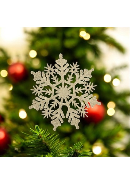 3’lü Yılbaşı Kar Tanesi Motifli Süs – Beyaz