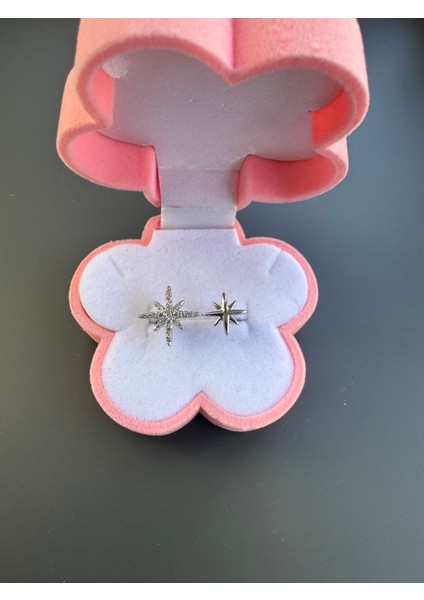 Gümüş Renk Yıldızlı Kolye-Yüzük Seti Çelik modelleri