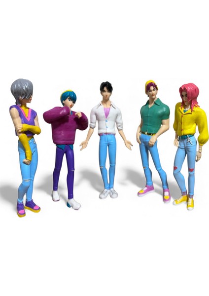 Kpop Saja Boys Tarzı – El Boyama 5’li 3D Koleksiyon Figür Seti | Demon Hunters Esintili Full Set