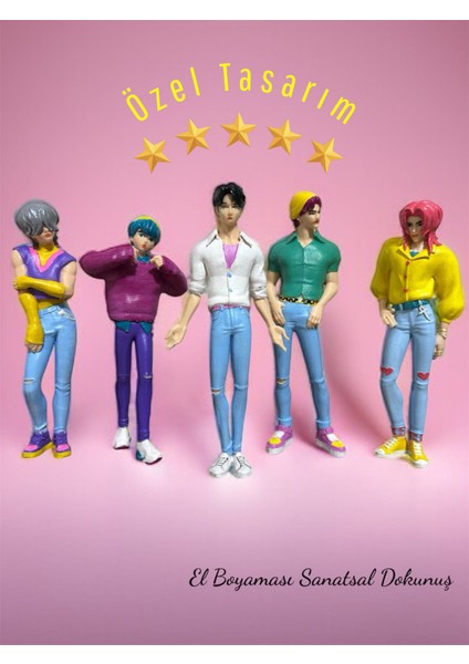 Kpop Saja Boys Tarzı – El Boyama 5’li 3D Koleksiyon Figür Seti | Demon Hunters Esintili Full Set fiyatları