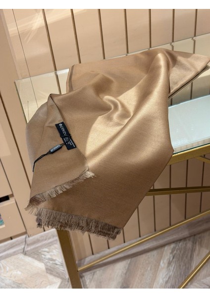 Ipekevi Çift Taraflı Kısa Püsküllü Ipek Şal Vizon