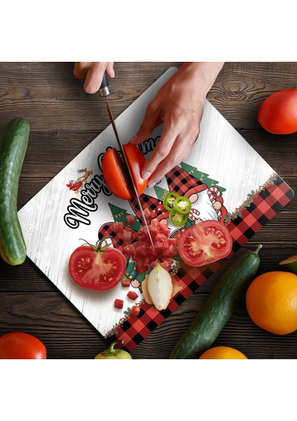 Cam Kesme Tahtası ve Sunumluk Yılbaşı Gnome Cüce Desenli 20 x 30 cm fırsatları