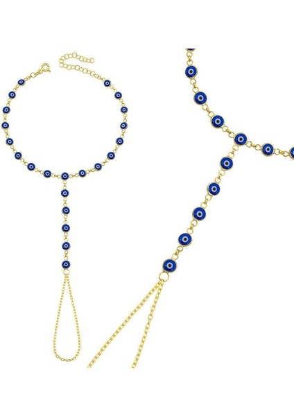 Gümüş Gold Lacivert Nazar Boncuklu Şahmeran