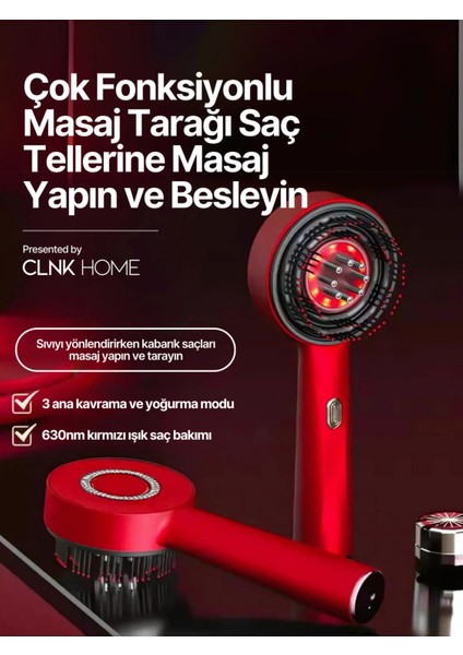 Bakım Yağı Hazneli Mikrocurrent Kırmızı Işık Saç Masaj Tarağı
