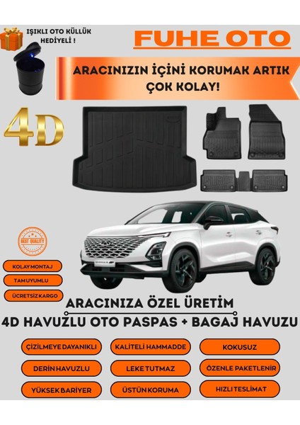 Chery Omoda 5 2022 ve Sonrası 4d Bagaj Havuzu+4d Havuzlu Paspas Seti Üstün Koruma - Tam Uyumlu