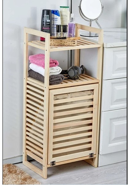 Ahşap Çok Amaçlı Banyo ve Çamaşır Düzenleme Rafı-Sepeti