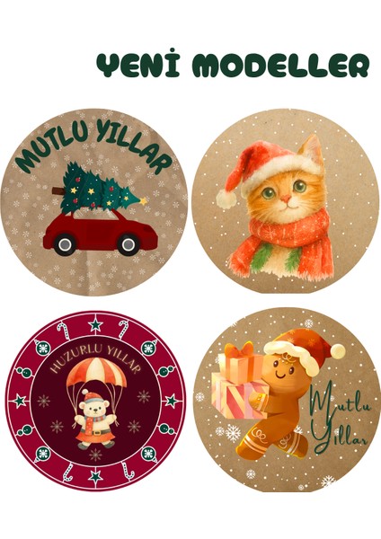 20 Adet 4 cm Yılbaşı Temalı Yapışkanlı Sticker Hediye Paketi Etiketi fırsatları
