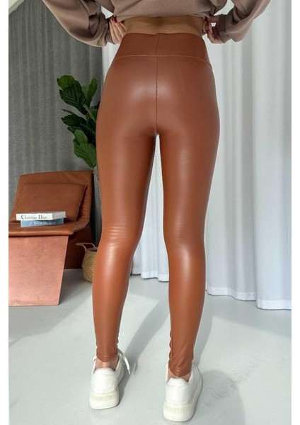 Kadın Yüksek Bel Içi Şardunlu Deri Tayt fiyatları