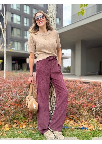 Fitilli Kadife Palazzo Pantolon