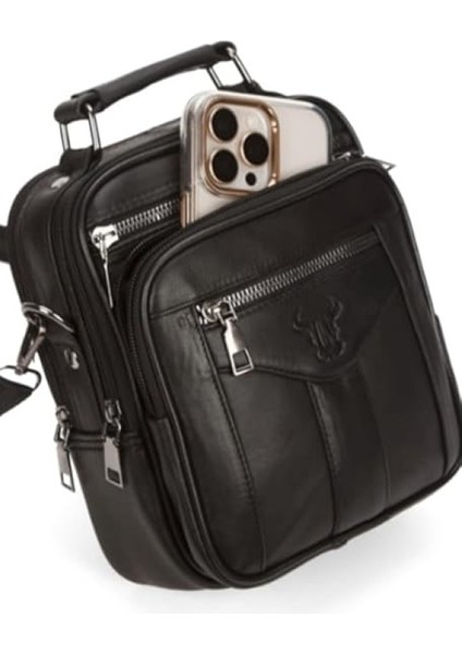 Kasalı Bölmeli Deri Erkek Çantası