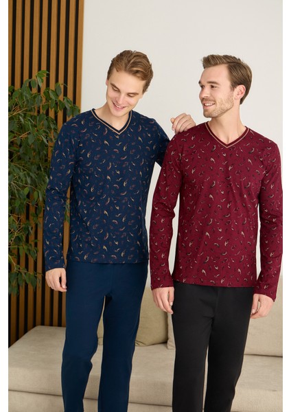 Erkek V Yaka Uzun Kollu Pijama Takımı fiyatları