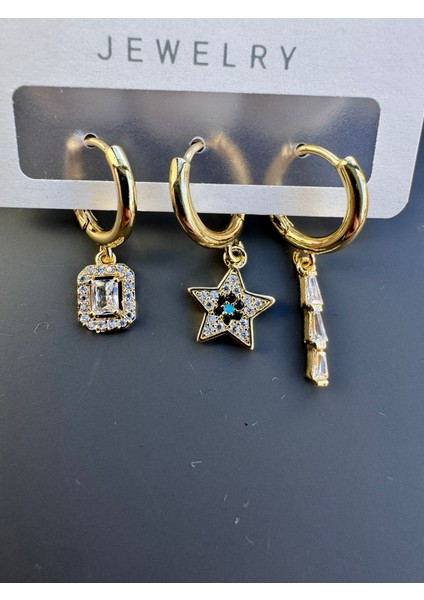 3'lü Çelik Küpe Seti