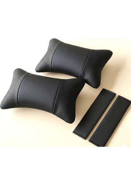 Oto Ortopedik Boyun Yastığı Araba Seyahat Baş Boyun Yastığı Oto Araç Boyun Yastığı Lüks 2 Li Yastık ve Kemer Seti
