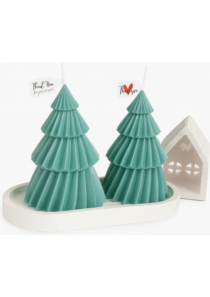 Iki Adet Yılbaşı Temalı Ağaç Mum Hediyelik,yılbaşı