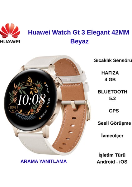 Watch Gt 3 42MM Elegant Edition Akıllı Saat+Huawei Band 10 Pembe Hediye