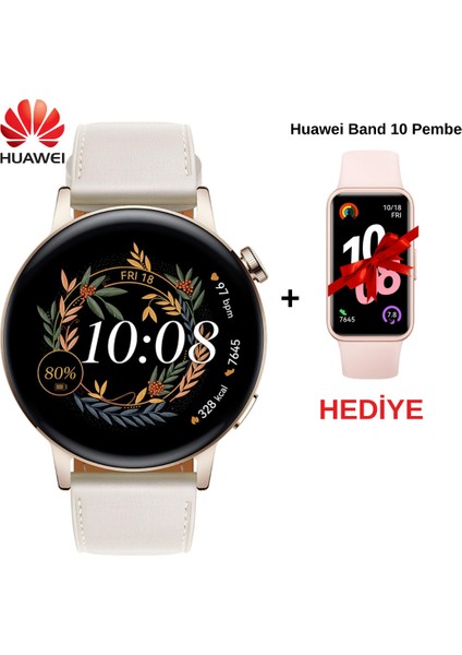 Watch Gt 3 42MM Elegant Edition Akıllı Saat+Huawei Band 10 Pembe Hediye fiyatları