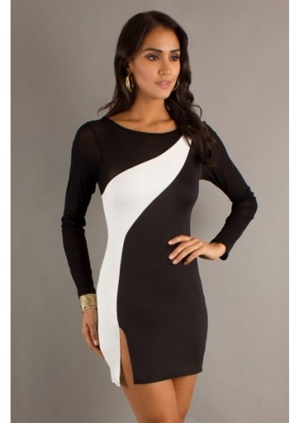 B100886 Yırbrfaçlı Kontra Elbise