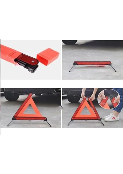 Üçgen Reflektör Metal Ayaklı Katlanabilir Kutulu Uyarı Ikaz Reflektörü