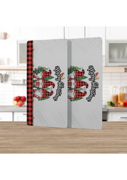 Cam Kahve Sofra Sunum Tablası 2'li Set Yılbaşı Gnome Cüce Desenli 30 x 15 cm fiyatları