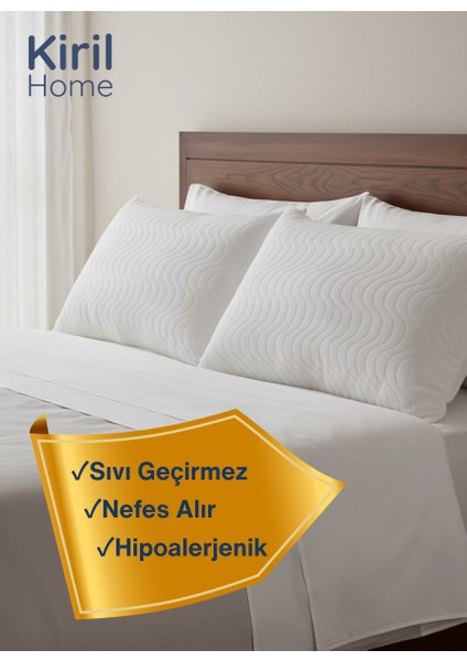 Premium %100 Pamuk Yüzeyli 2'li Sıvı, Ter Geçirmez, Ses Yapmaz, Yastık Koruyucu Yastık Alezi modelleri
