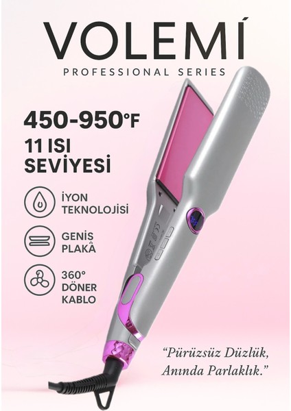 Geniş Seramik Plakalı Saç Düzleştirici, Dijital Led, Hızlı Isınma