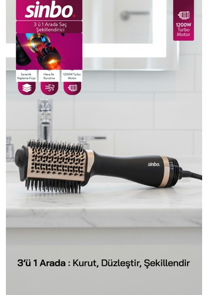 Çok Fonksiyonlu 3'ü Birlikte Saç Şekillendirici ve Hava Üflemeli Fön Tarağı