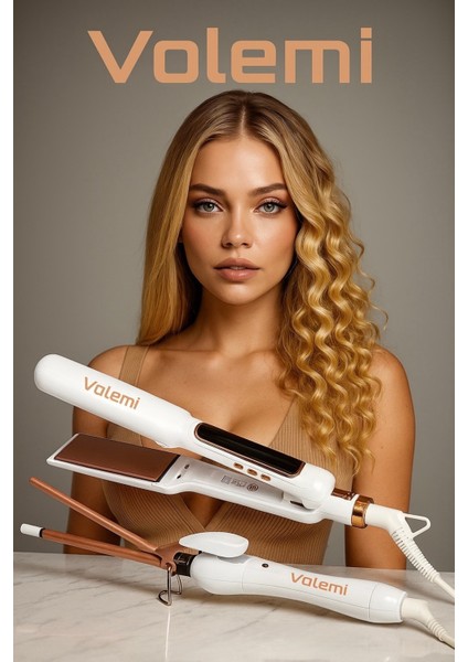 Iki Bir Arada Isı Ayarlı Profesyonel Seramik Saç Şekillendirici ve Maşa