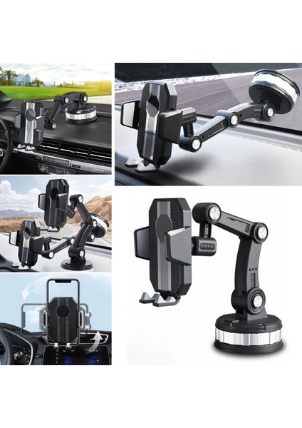 Jel Vantuzlu Cama Takılabilen Güçlü 360 Derece Dönebilen Ayarlanabilir Araç Içi Vantuzlu Telefon Tutucu (5047)