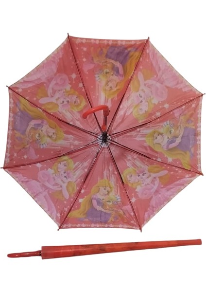 Özel Kılıflı Bardaklı Korumalı Düdüklü Kız Çocuk Şemsiye Kırmızı