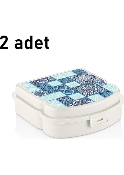 Qlux Ideas 2ADET Beslenme Kabı Okul Ofis Kamp Piknik Sandviç Tost Saklama Taşıma Kabı L-00406