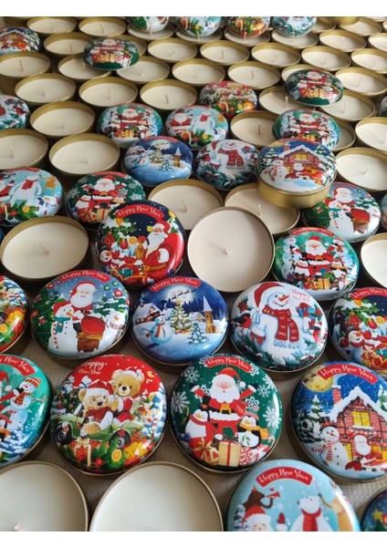 Yılbaşı Baskılı Metal Kutu Mum Happy New Year 5 Li fiyatları