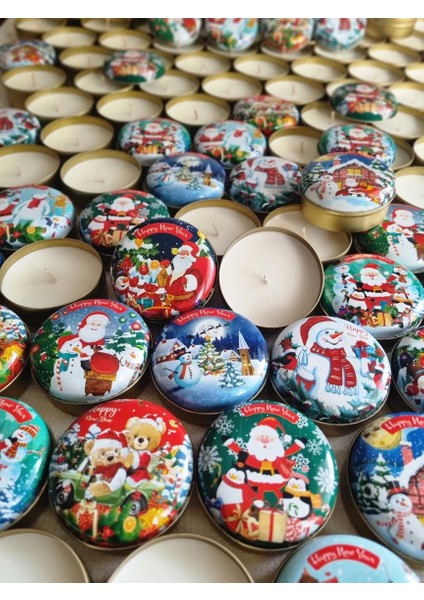 Yılbaşı Baskılı Metal Kutu Mum Happy New Year 5 Li fırsatları