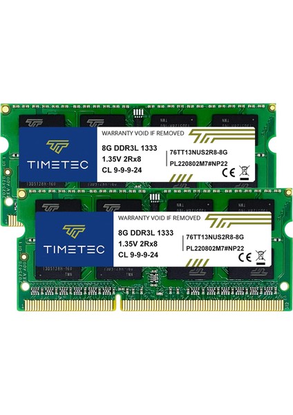 16 GB Kit (2 x 8 Gb) Ddr3 / DDR3L 1333 Mhz PC3-10600 Non-Ecc Unbuffered 1.5 V / 1.35 V Cl9 2rx8 Dual Rank 204 Pin Sodımm Notebook Pc Memory Ram Module