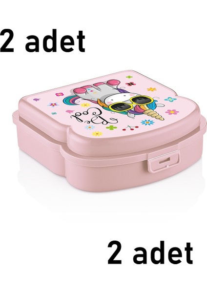 Qlux Ideas 2ADET Beslenme Kabı Okul Ofis Kamp Piknik Sandviç Tost Saklama Taşıma Kabı L-00406