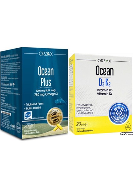 Plus Omega3 1200MG 30 Kapsül + Vitamin D3K2 Damla 20ML