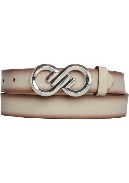 %100 Hakiki Deri, Gümüş Tokalı 3 cm Vizon Kadın Kemeri; Elbise, Pantolon Kemeri=3cm-Kdn-44