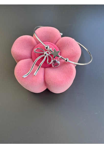 Pembe Fiyonklu Çelik Bileklik modelleri