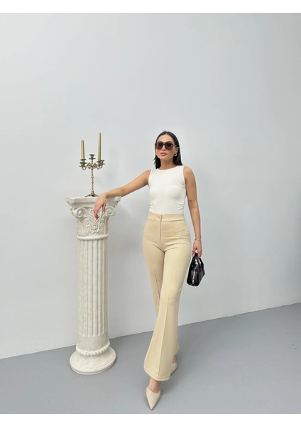 Düğmeli Palazzo Pantolon Bej P170091 fiyatları