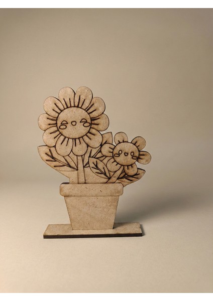 10'lu Set Ahşap Boyama Objesi Gülen Çiçekler Saksı - Çocuk Okul Öncesi ve Sınıf Içi Etkinlik Materyali fiyatları