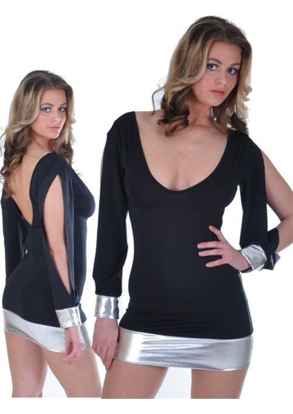 B112117 Açık Kollu Mini Elbise