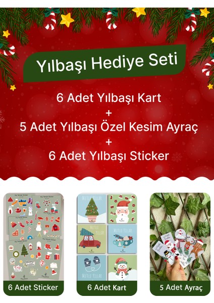 Yılbaşı Seti-1(6 Adet Kart-Ayraç-Sticker)