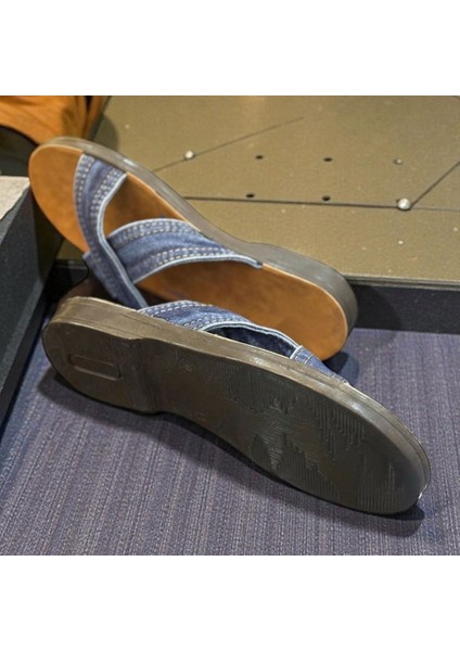 Kot Kumaş Çapraz Bantlı Erkek Terlik – Yumuşak Deri Taban modelleri