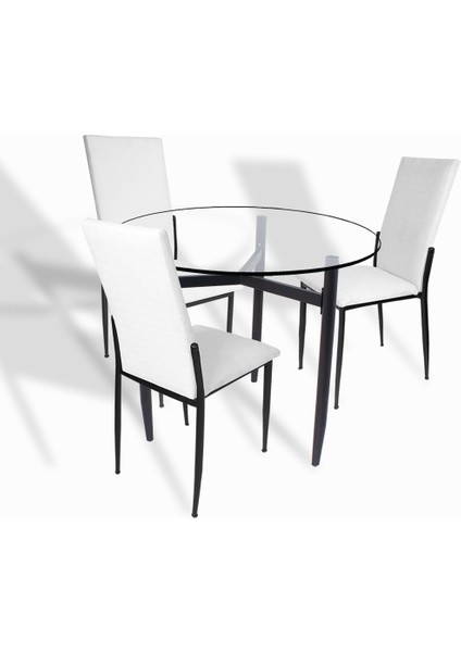 Venedik Cam - Gözde Esb Midi Masa Takımı -Beyaz Deri