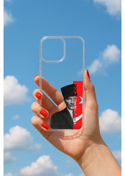 iPhone 17 Uyumlu Soyulmayan Atatürk Baskılı Şeffaf Yumuşak Kılıf